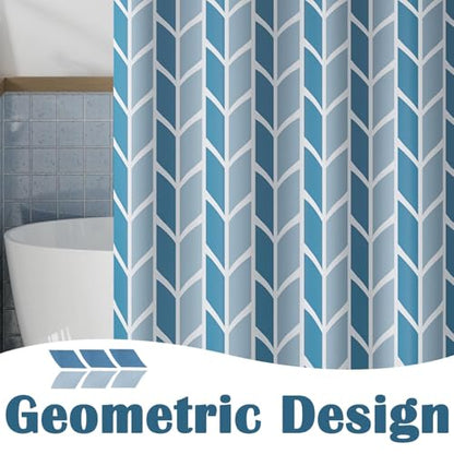 jinchan Blue and White Geometric Shower Curtain Chevron Arrow Farmhouse Shower Curtains for Bathroom Modern Waterproof Fabric with 12 Hooks 70x72 Inches - color: Arrow Blue, size: 70"W x 72"L (Pack of 1)