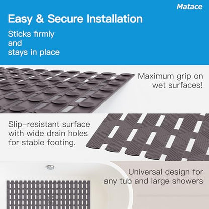 Bathtub Mat Non Slip - for Inside Bath Tub & Shower, Large 40x16 Inch, 261 Strong Suction Cups, Soft Textured Surface, Fast Drain & Quick Dry, Bathroom Safety Mat, Dark Gray, Matace - color: Dark Gray, size: 40" x 15.8" (Rectangular)