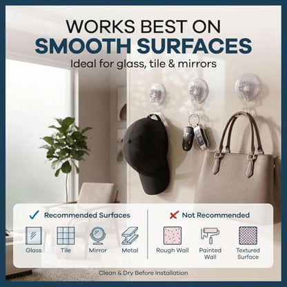 HOME&I Clear Suction Cup Razor Holder for Shower, 2 Pack Double Hook Bathroom Organizer, Quick Press-On Installation, Drill-Free Wall Mount for Razor, Loofah, Washcloth & Bath Accessories - style: Push Lock+Double Hook
