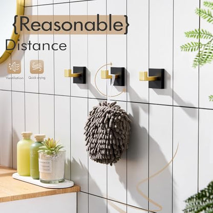 KOKOSIRI Robe Hooks for Wall Bathroom Towel Hooks Coat Hook Kitchen Garage Heavy Duty Wall Mounted Stainless Steel Brushed Gold and Matte Black, 3 Pack B1010GDK-P3 - color: Black Gold, size: 3 Pack