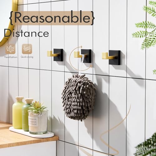 KOKOSIRI Robe Hooks for Wall Bathroom Towel Hooks Coat Hook Kitchen Garage Heavy Duty Wall Mounted Stainless Steel Brushed Gold and Matte Black, 3 Pack B1010GDK-P3 - color: Black Gold, size: 3 Pack