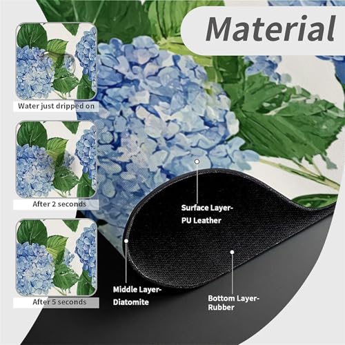 Kitchen Sink Splash Guard，Blue hydrangea-1 Faucet Mat Sink Gadgets-Super Absorbent Fast Drying Mat Drip Catcher for Kitchen, Bathroom,Sink Mat, Dish Drying Mat, Bathroom(15" X 5.5" ) - color: Blue hydrangea-1