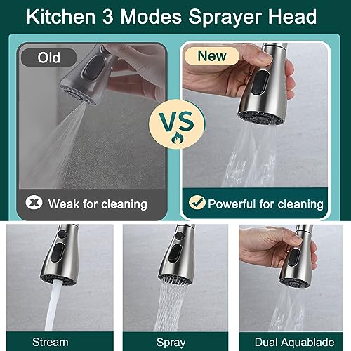 Kitchen Faucet Hose Sprayer Attachment for Tub Faucet, Sink Faucet Sprayer Replacement Head with 59” Black Stainless Steel Hose, Water Saving Aerator and 3-Way Diverter Valve - color: With Black Hose