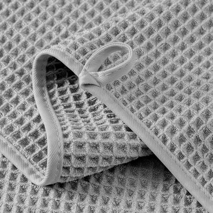 Microfiber Waffle Hand Towels, 2 Pieces, Soft, Absorbent, Fast Drying, Lint Free 430 GSM (Silver) - color: Silver