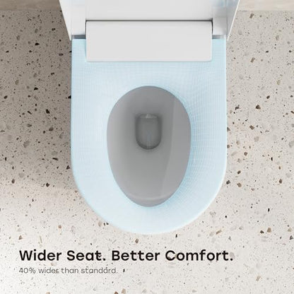 HOROW Non-Electric Bidet Toilet with Auto Flush, Tankless One-Piece Toilet with Powerful Flush, 1.22 GPF Water Saving, Battery Operated, No Rewiring, Suitable for No Outlet Bathrooms, 12" Rough-In