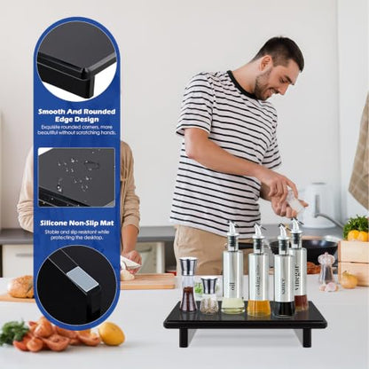 Large Black Acrylic Vanity Tray, Bathroom Countertop Organizer & Holder | 2-Pack, 12mm Thick, Raised Feet, Plant, Perfume & Cosmetic Display, Vanity, Nightstand, Desk, Sink & Kitchen Decor - size: Black-Large-9 x 5.9 x 1.5 inches