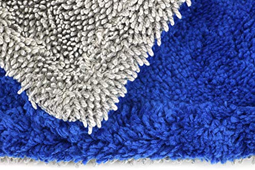 Autofiber Amphibian Dual Side Microfiber Car Drying Towel - One Side Twist, One Side Plush - Pack of 1-20 inch x 30 inch (Blue/Gray) - color: Blue/Gray