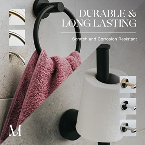 Marmolux Acc 2 PCS Matte Black Bathroom Hardware Set - Hand Towel Holder for Bathroom Wall + Black Toilet Paper Holder Wall Mount | Towel Holder Hanger Rack Stainless Steel Bathroom Set - Towel Rack - color: Matte Black, size: 2pc Bundle