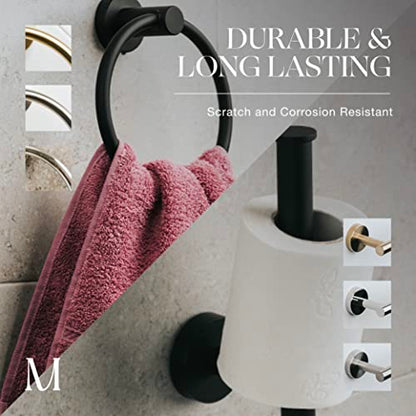 Marmolux Acc 2 PCS Matte Black Bathroom Hardware Set - Hand Towel Holder for Bathroom Wall + Black Toilet Paper Holder Wall Mount | Towel Holder Hanger Rack Stainless Steel Bathroom Set - Towel Rack - color: Matte Black, size: 2pc Bundle