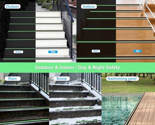 Anti Slip Tape with Glow in Dark, 2 inch x16.4ft Anti Slip Grip Tape for Stairs, Floors, Decks, Bathrooms & Outdoors, Waterproof PVC Non Skid Safety Tape with Glow at Night - size: 2 inches x 16.4 feet