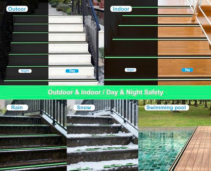 Anti Slip Tape with Glow in Dark, 2 inch x16.4ft Anti Slip Grip Tape for Stairs, Floors, Decks, Bathrooms & Outdoors, Waterproof PVC Non Skid Safety Tape with Glow at Night - size: 2 inches x 16.4 feet