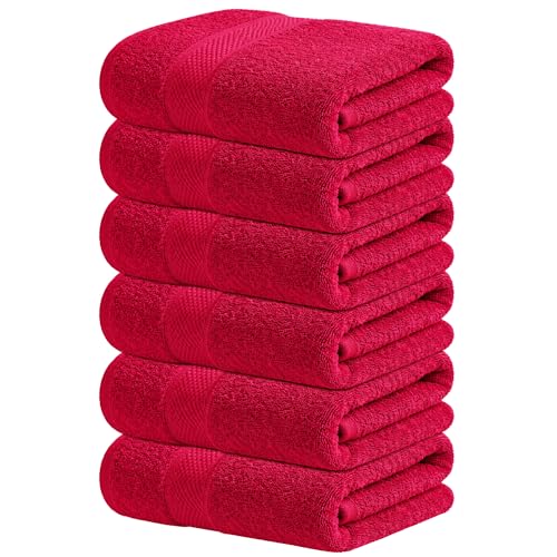 Infinitee Xclusives 100% Cotton Hand Towels for Bathroom - Set of 6 | Ultra Soft, Absorbent & Quick-Drying |16x28 inches| Luxury Hand Towel Set |600 GSM| Gym, Shower, Spa & Hotel Use - color: Burgundy, size: Hand Towels - 6 Pack