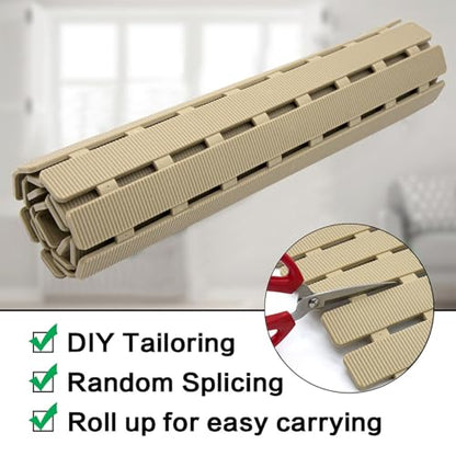 BEMISO Shower Mat Non Slip Bathtub Mat with Suction Cups and Drain Holes 27.5 x15.7 Inch Bath Mat for Tub & Shower.Easy Dry,Easy to Cut,Eco-Friendly - color: Brown, size: 27.5 x 15.7 inches