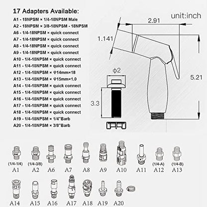 Houtingmaan Kitchen Sink Sprayer Replacement, Side Sprayer Head | with Hose and17 ADAPTERS, Chrome - color: Chrome, style: Dual Function Mode