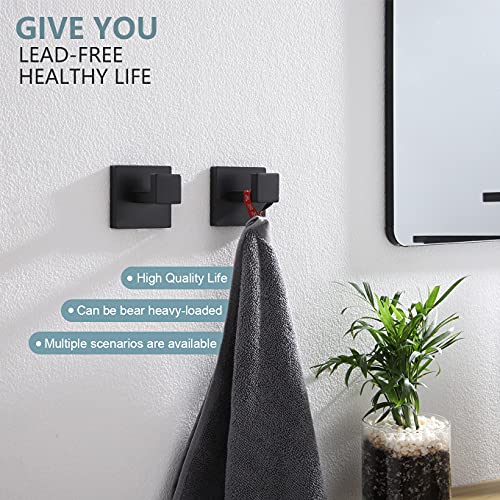 KOKOSIRI Bath Towel Hook Wall Mount Square Robe Hook Coat Hook, Bathroom Kitchen Garage Heavy Duty Wall Mounted, SUS 304 Stainless Steel, Matte Black, B1010BK-P2 - color: Matte Black, size: 2 Pack