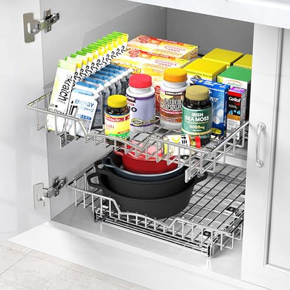 Simple Houseware Under Cabinet Pull Out Sliding Shelf Drawer, 18Dx17W | for Kitchen Organizer - size: 18" D x 17" W
