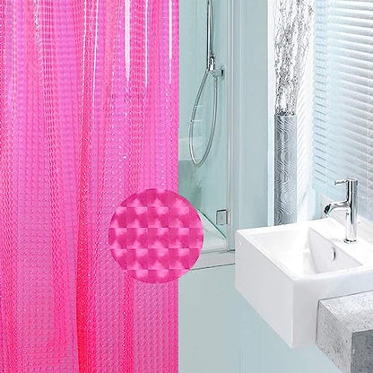 EVA Shower Curtain Liner Hot Pink 3D Water Cube Clear for Bathroom with 12 Rust Proof Metal Grommets, Clear EVA Liner for Girly Bathroom Stall 71x71 Inches - size: 71"W x 71"L (Pack of 1)