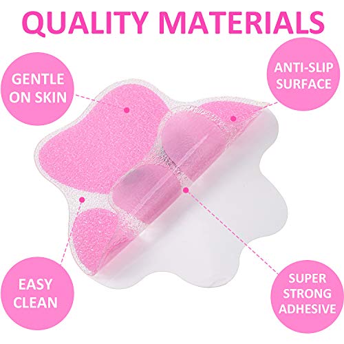Mudder 20 Pcs Non Slip Bathtub Sticker Cute Anti Slip Shower Sticker Adhesive Black Grey Pink Paw Decal Safety Traction Grip Treads Appliques for Bathtub Pool Boat Stair Shower Floor(Pink) - color: Pink
