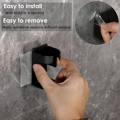 All Metal Electric Toothbrush Holder for Bathroom - Wall Mounted with Nano Adhesive - Slot for Sonicare Oral-B Tooth Brush Charger Base - 2 Pack- (Matte Black) - color: Black-2pcs