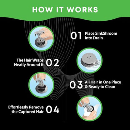 SinkShroom The Revolutionary Sink Drain Protector Hair Catcher/Strainer/Snare, Gray - color: Gray