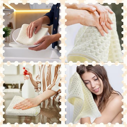 SmoothNovelty 6 Pcs Waffle Hand Towel for Bathroom Kitchen 14 x 30 Inch 100% Soft Cotton Boho Hand Towels Absorbent Decorative Bathroom Towel for Kitchen Hotel Spa Decor Guest Tea Gifts, Beige