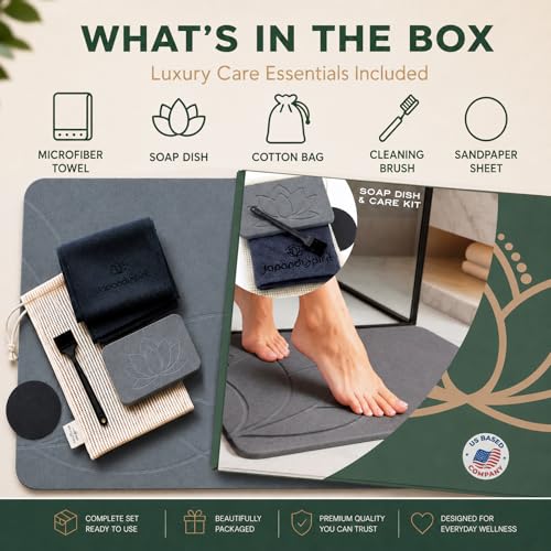 Stone Bath Mat, Diatomaceous Earth, Quick Dry - East Lotus | Non-Slip, Stone Bath Mats for Bathroom, Diatomite, 23.6"x15.4", Luxury Bath Mat - color: East Lotus