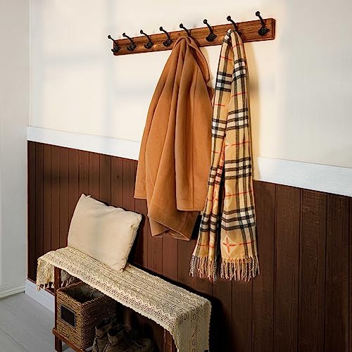 WEBI Rustic Coat Rack Wall Mount,35.43" Long 8 Cast Iron Coat Hooks Wall Mounted,Heavy Duty Wall Coat Hanger Hooks for Hanging Coats,Clothes,Jacket,Brown - color: Brown, size: 35 Inch