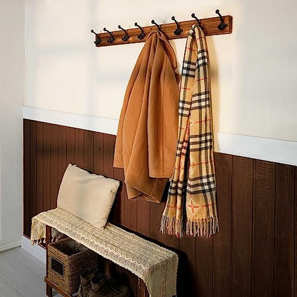 WEBI Rustic Coat Rack Wall Mount,35.43" Long 8 Cast Iron Coat Hooks Wall Mounted,Heavy Duty Wall Coat Hanger Hooks for Hanging Coats,Clothes,Jacket,Brown - color: Brown, size: 35 Inch
