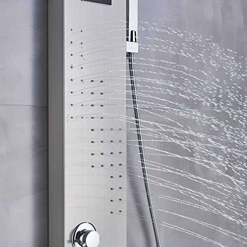 LED Light Shower Panel Tower Rainfall Waterfall Shower Head with Massager Jets Body System Jet Black B (Color : Brushed Nickel B) - color: Brushed Nickel B