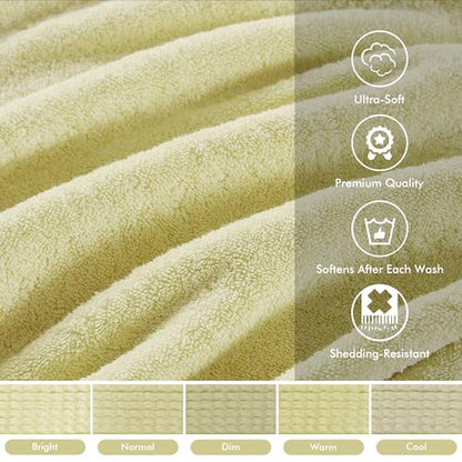 Madison Park 800GSM 100% Cotton Bathroom Bath Towel Set of 8, Yellow | Long Staple, Highly Absorbent, Durable Hotel Spa Quality, Quick Dry, Double Stitched Hems, Lint Reducing, OEKO-TEX Certified - color: Yellow, size: Multi-Sizes