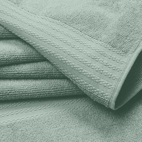 GLAMBURG Ultra Soft 8-Piece Towel Set - 100% Pure Ringspun Cotton, Contains 2 Oversized Bath Towels 27x54, 2 Hand Towels 16x28, 4 Wash Cloths 13x13 - Ideal for Everyday use, Hotel & Spa - Jade - color: Jade, size: 8 Piece Towel Set