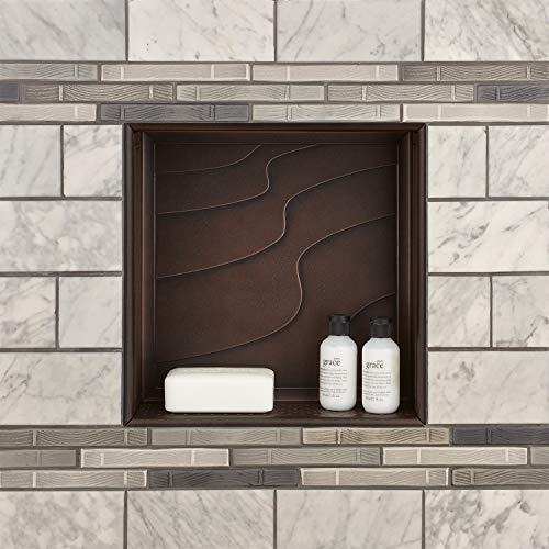 Decor Shower Niche, 12x12 Recessed Shower Shelf, Schluter Kerdi Board Tile Ready Niche Insert, Shower Organizer Bathroom Storage, Decorative Wave Tile, Oil Rubbed Bronze