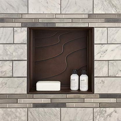 Decor Shower Niche, 12x12 Recessed Shower Shelf, Schluter Kerdi Board Tile Ready Niche Insert, Shower Organizer Bathroom Storage, Decorative Wave Tile, Oil Rubbed Bronze