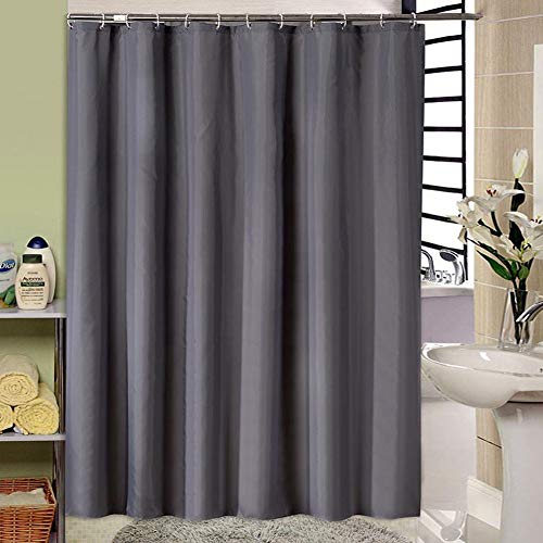 Thickened Solid Color Shower Curtain with Hooks – Heavy Duty Waterproof Polyester, Rustproof Grommets, Non-Stick, Machine Washable – 72"x72"(Dark Gray) - color: Dark Gray