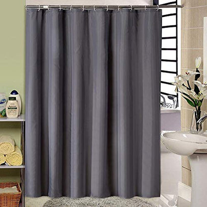 Thickened Solid Color Shower Curtain with Hooks – Heavy Duty Waterproof Polyester, Rustproof Grommets, Non-Stick, Machine Washable – 72"x72"(Dark Gray) - color: Dark Gray