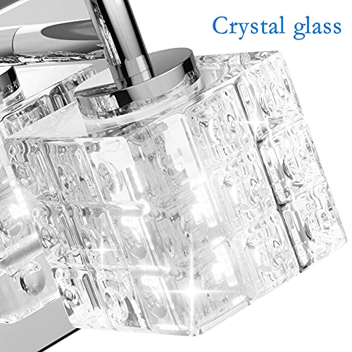 Ralbay Modern LED Chrome Vanity Lights - 4 Lights Crystal Bathroom Light Fixtures Over Mirror - color: Chrome, size: 26 inch