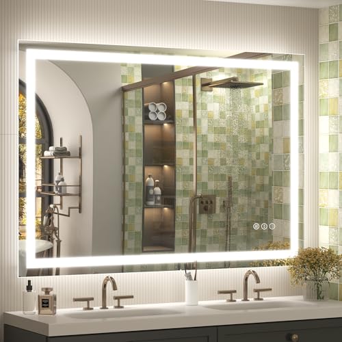 44x30 LED Bathroom Mirror with Backlit and Front Lights | Lighted Bathroom Vanity Mirror for Wall, Anti-Fog, Memory, Shatter-Proof, ETL Listed (Horizontal/Vertical) - color: Frameless, size: 44"L x 30"W