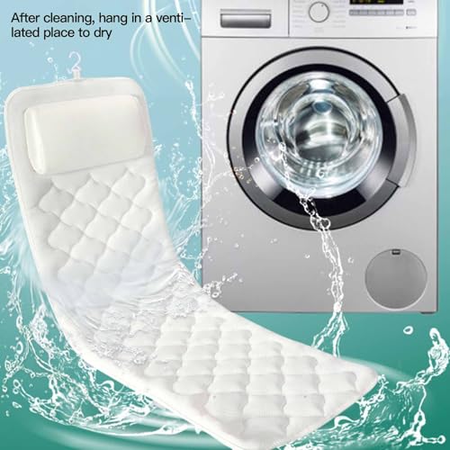 Full Body Bathtub Pillow, Soft Comfortable Bath Pillow Mat with Neck Back Support, 3D Air Mesh Full Body Bath Cushion with Non Slip Suction Cups for Home Hotel Spa Tubs