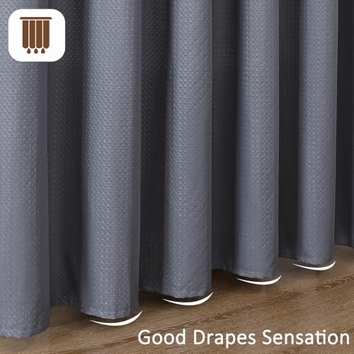 Grey Stall Shower Curtain 36 x 72 Inch, Textured Soft Fabric Waffle Narrow Size Modern Shower Small Curtain for Bathroom Hotel, Machine Washable, Water Resistant, 36Wx72L Inches - color: Grey, size: 36"W x 72"L (Pack of 1)
