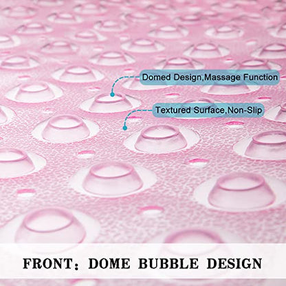 Bathtub and Shower Mats, Extra Long Non-Slip Bath Tub Mat 39 x 16 Inch, Machine Washable Bathmat with Suction Cups & Drain Holes for Bathroom Floor, Clear Pink - color: Clear Pink