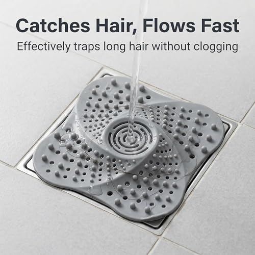 Drain Hair Catcher, 5.12 Inch Silicone Bath Drainer Protector Tub & Sink Hair Catcher for Flat Drains, Bathroom, Laundry, Kitchen & RV Use