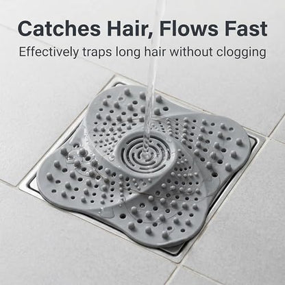 Drain Hair Catcher, 5.12 Inch Silicone Bath Drainer Protector Tub & Sink Hair Catcher for Flat Drains, Bathroom, Laundry, Kitchen & RV Use