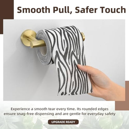 Toilet Paper Holder, Brushed Gold, 304 Stainless Steel | Right-Open Arm, Easy Roll Replacement, Raised End Guard, Fits Regular, Large & Mega Rolls, Small Bathroom & Half Bath Use - color: Brushed Gold
