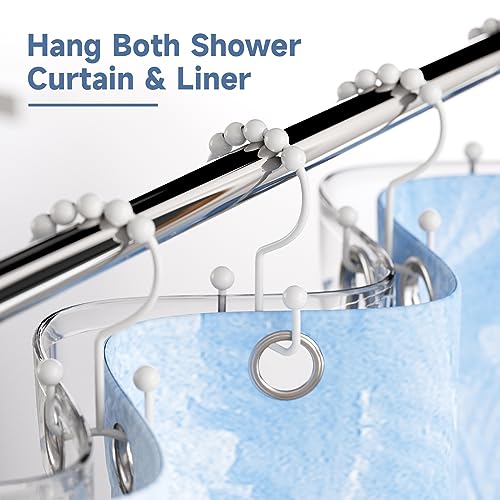 Titanker Shower Curtain Hooks Rings, Rust Resistant Metal Double Glide Shower Hooks for Bathroom Shower Rods Curtains, Set of 12 Hooks - White - color: White, style: Modern