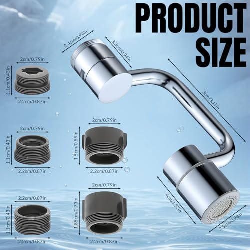 1440° Swivel Faucet Extender Rotatable Faucet Aerator Extension Sink Aerator with 2 Modes splash Guard Multi Functional Universal Mechanical Arm for Bathroom Kitchen Skin Face Eye Wash