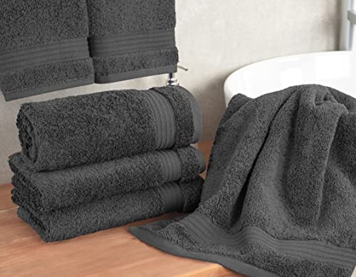 Cotton Paradise 100% Cotton Turkish Towel Set, Soft Absorbent Quick Dry, 4 Piece Hand Towel Set, Dark Gray - color: Dark Gray, size: 16"x28"