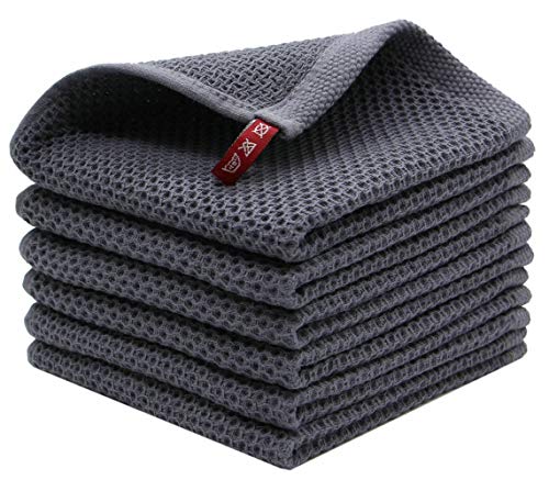 Cotton Dish Rags Dish Cloths for Washing Dishes,12”x12”, 6 Pack, Dark Gray | Soft Kitchen Washcloths Rags, Absorbent Waffle Kitchen Hand Towels, Cotton Dish Towels for Kitchen Drying - color: Dark Gray, size: 12inch x 12inch