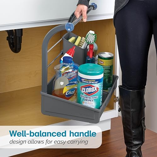 Polder Under Sink Storage Caddy, Kitchen and Bathroom Organization and Storage with Tray, Easy-to-Assemble, 16.75" x 10.5" x 16.5"