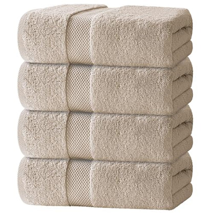 White Classic Luxury Bath Towels Set of 4 Large - 700 GSM Cotton Ultra Soft Bath Towels 27x54 | Highly Absorbent and Quick Dry | Hotel Towels for Bathroom Luxury, Plush Shower Towels, Taupe - color: 10: Taupe