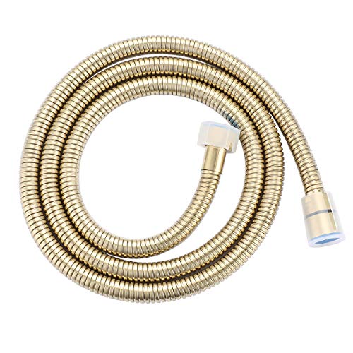 Brass Brushed Gold Hand Shower Head With Wall Connector and Hose Set | Modern Square High Pressure Wall Mount Handheld Showerheads Set - color: Brushed gold handheld set
